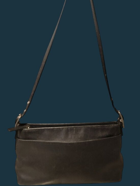Coach Handbags - Vintage Coach Black Leather Legacy Slim Shoulder Bag 9861 Baguette Y2K